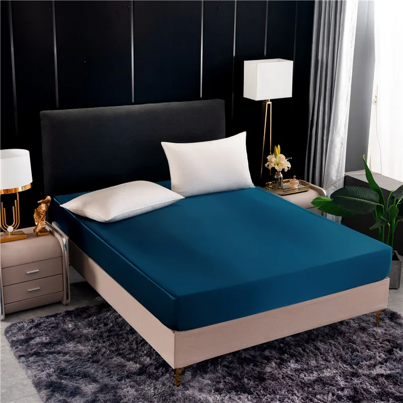 

Solid Color Fitted Sheet Luxury Satin Mattress Cover With Elastic Band Bed Sheet 90x200 160x200 Bedsheet