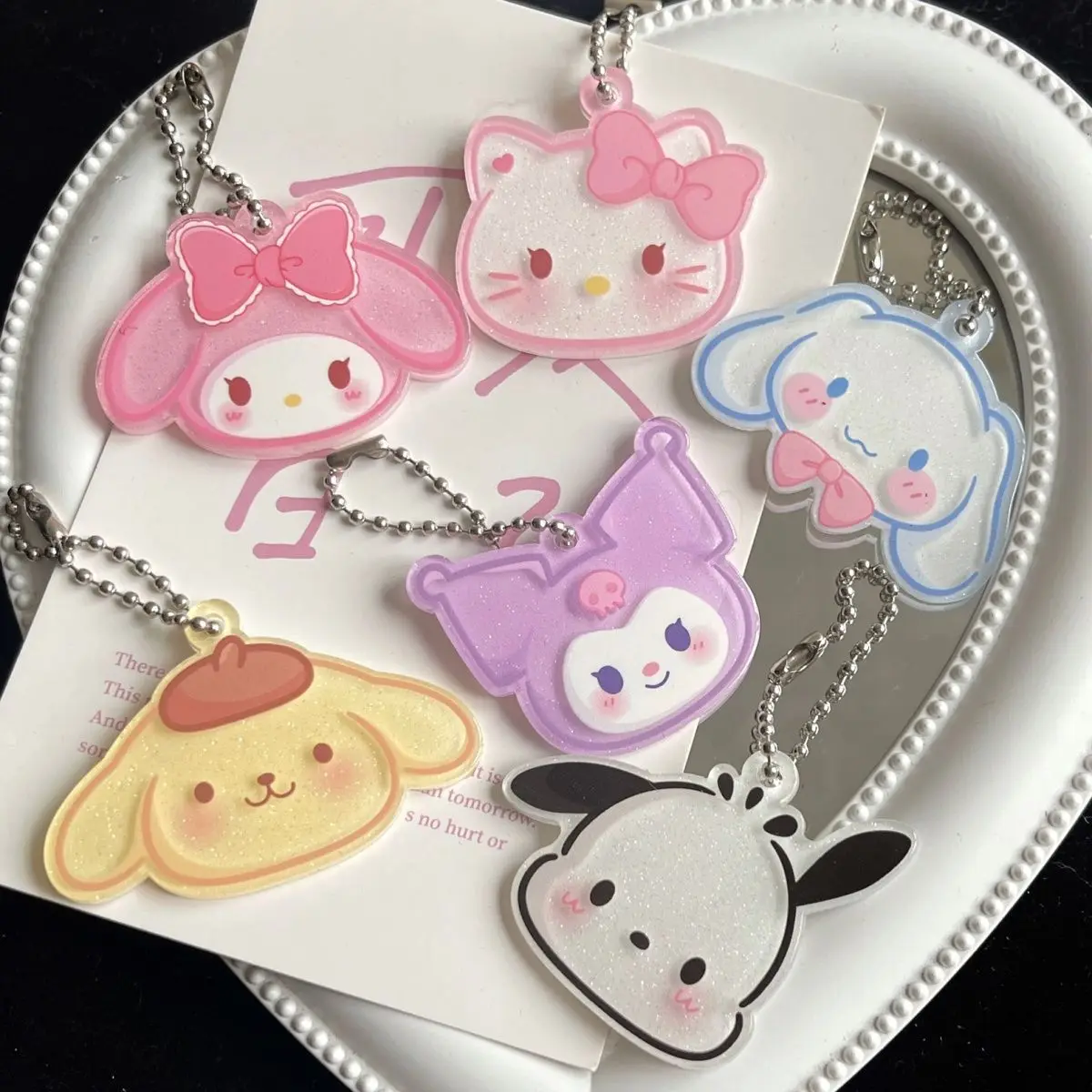 Sanrio Olá Kitty Chaveiro Acrílico, Pingente De Coração Kawaii, Minha Melodia Kuromi Acessórios, Presente Bonito Menina Doce, Bom Amigo