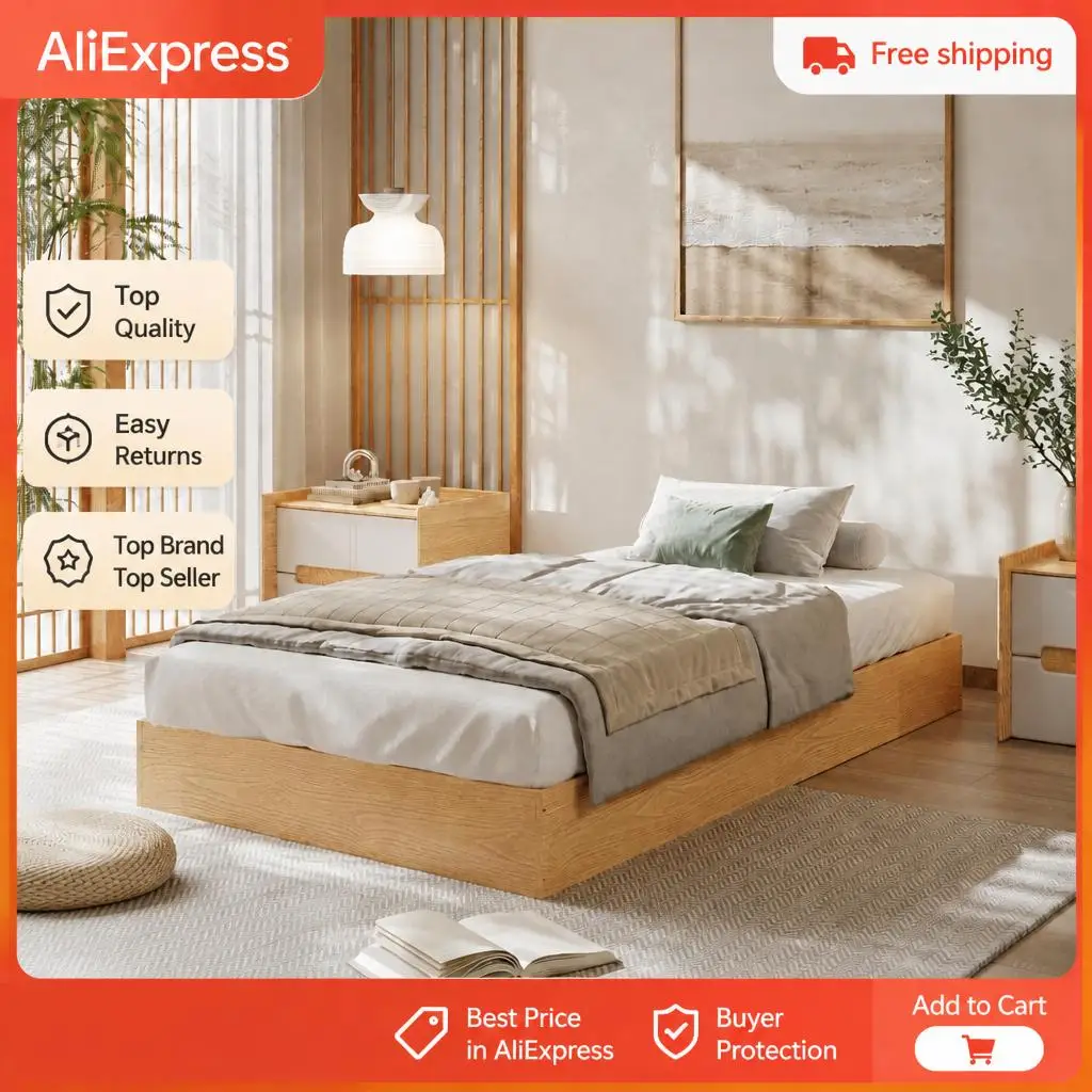 GarveeLife Wood Platform Bed Frame - Sturdy Wood Slats, No Box Spring Needed, Easy Assembly, Space-Saving, Available Twin, Pine or Walnut Finish