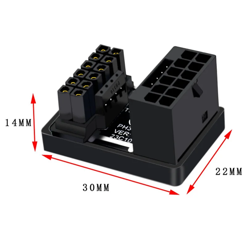 Tarjeta gráfica PCIE5.0 ATX3.0 fuente de alimentación 12VHPWR 12 + 4 16P 600W macho a hembra conector adaptador de 180 grados negro