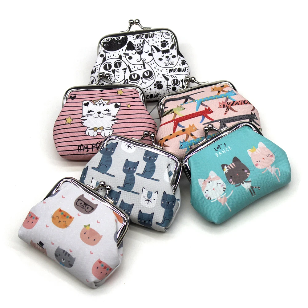 Women Girls Hasp Change Purse Clutch Money Bags Cartoon Cat Mini Wallets Coin Purses Keys Bags Zero Wallet