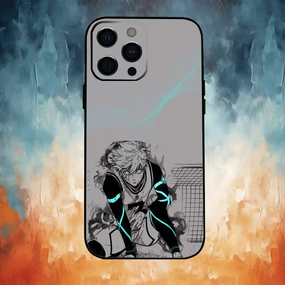 Capa de telefone Comics B-Blue L-Lock para iPhone17,16,15,14,13,12,11 Plus,Pro Max Soft Black Cover