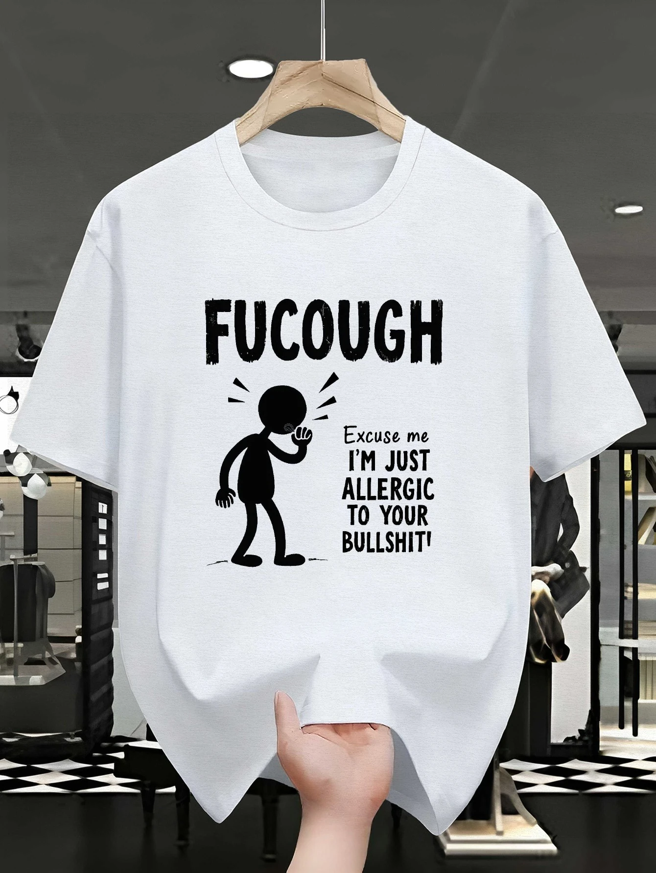 Funny Meme Fucough Excuse Me I'm Just Allergic To Your Bullshit!! T Shirt Men Women Cotton Tee Casual Summer Oversized Loose Top