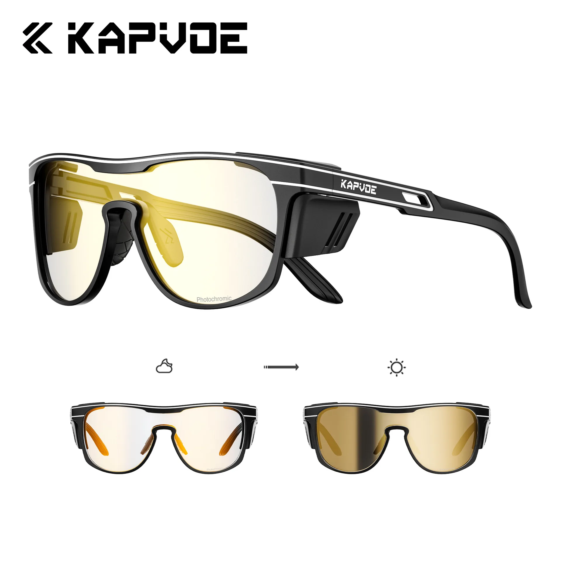 KAPVOE Octopus Cycling Glasses Photochromic Sunglasses Outdoor Sports Windproof Goggles Day and Night Dual-Use