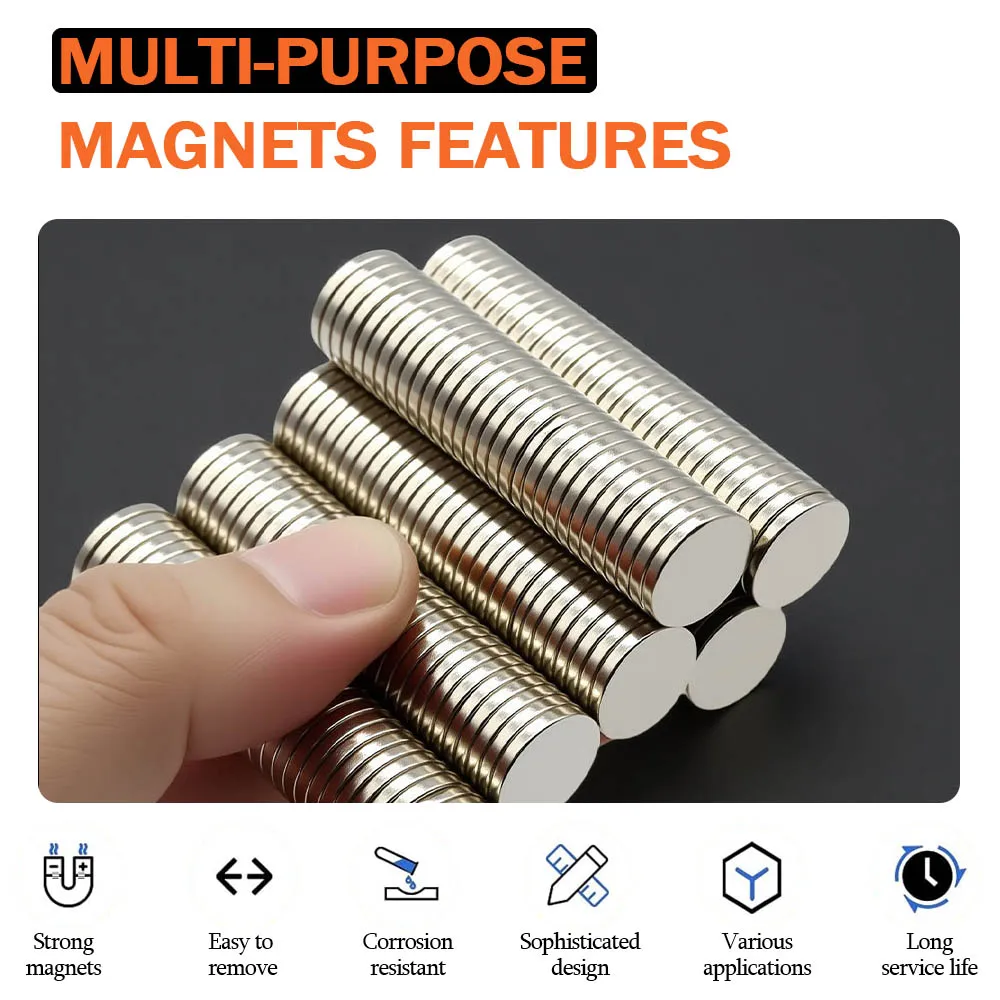 High Purity Magnetic Raw Material Neodymium Magnet Disc 12x2mm Extra Strong Durable for Office Organizer Model Building