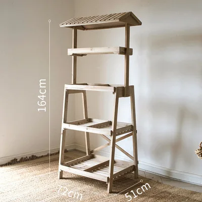 

Large solid wood flower rack shelf decorative display display shelf multi-functional vintage grocery garden balcony