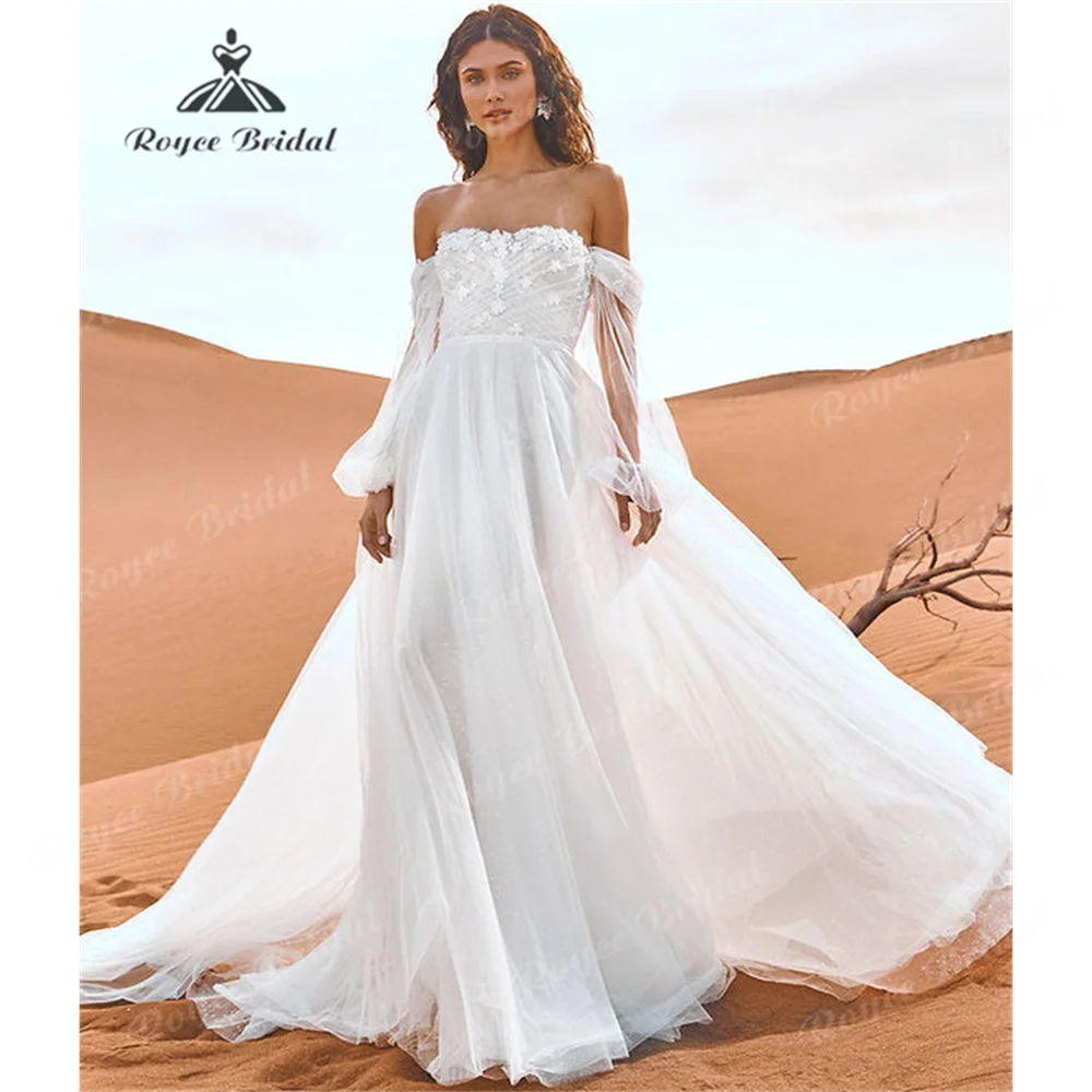 

Vestido Strapless A Line Wedding Dress 2025 Backless Beach Wedding Gown Vestido de novia Customized свадебное платьеrobe de mari