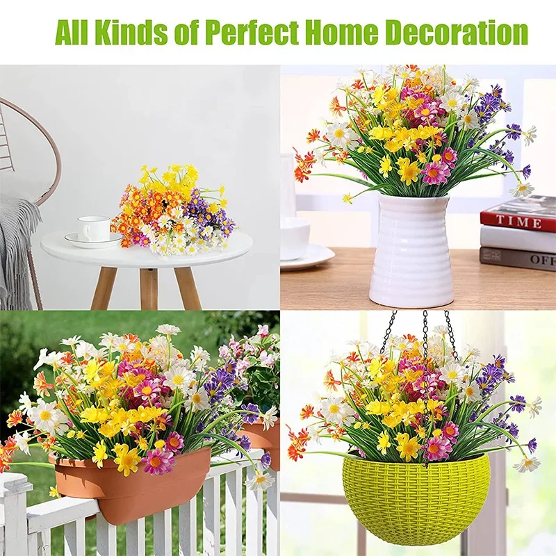 35cm Artificial Flower Daisy Anti-UV Non-fading Plastic Plant Home Decoration Window Outdoor Plastic Flower Wedding Decorations