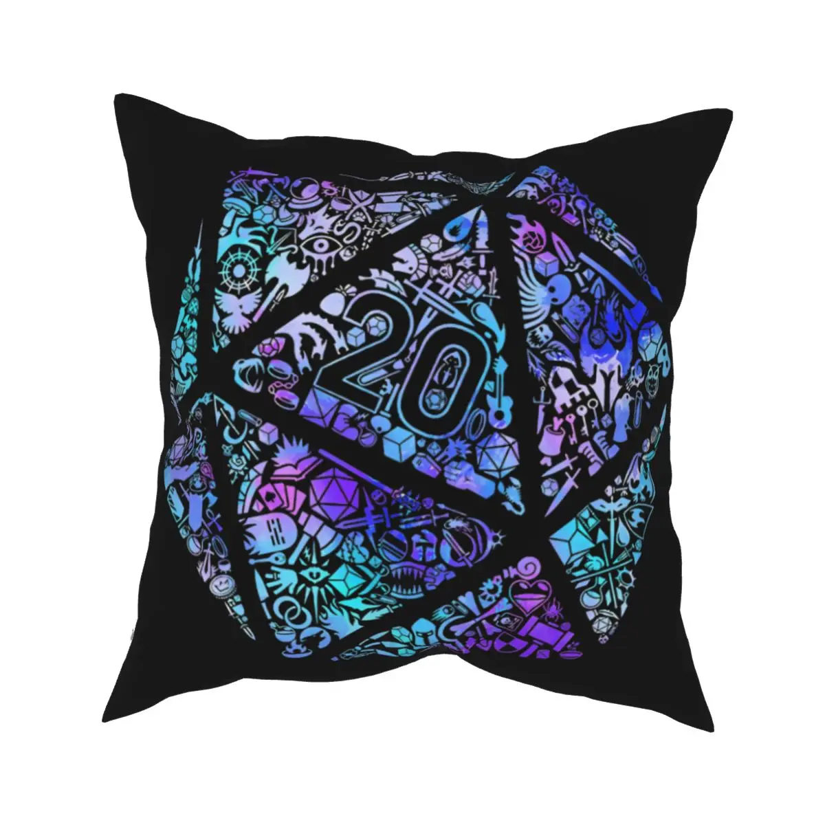 Spring Colorful Mosaic D20 Dnd Dungeon Dragon Pillowcase Throw Pillow Cover For Sofa Decorative Zipper Type