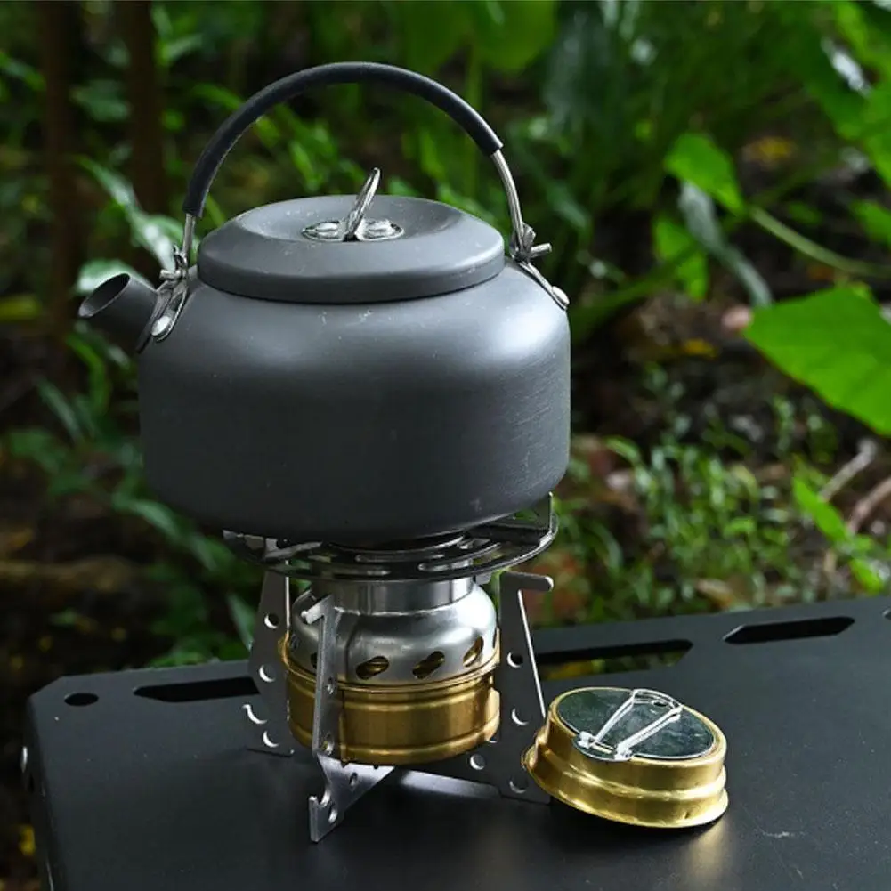 Outdoor Portable Stainless Alcohol Stove Set Aluminum Burner with Foldable Handles For Camping Hiking Backpacking Survival view 5