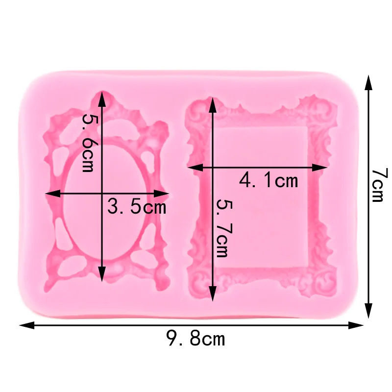 Mirror Frame Silicone Mold DIY Cupcake Topper Fondant Cake Decorating Tools Chocolate Polymer Candy Molds