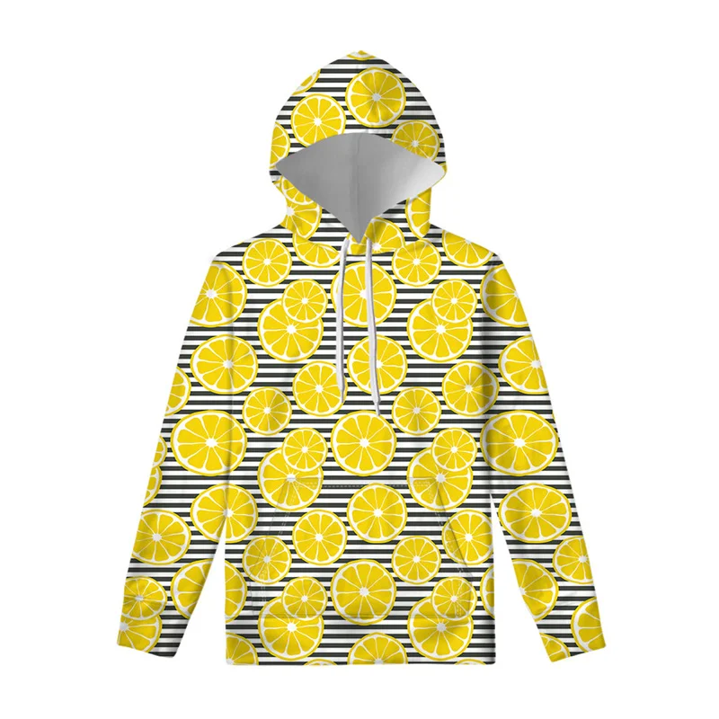 Baju Pria Hoodie gambar Lemon 3D, baju Hoodie pria, Hoodie lengan panjang, Hoodie Pullover lengan panjang, baju atasan kasual jalanan