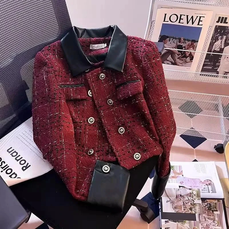 

Ladies New Spring And Autumn Coat Unique Red French High-Grade Sweet Spicy Short Double-Breasted Casual Joker Temperament Coat