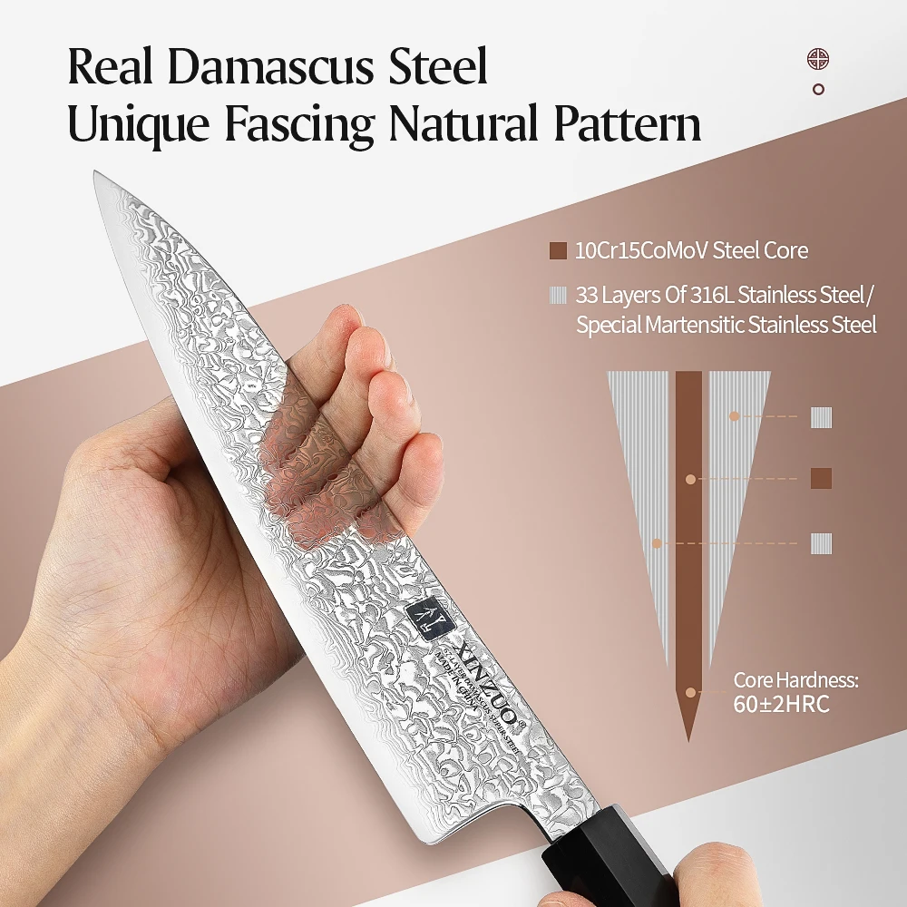 XINZUO 4PCS Kitchen Knives Set High Hardness 67 Layer Damascus Steel Ultra Sharp Chef Nakiri Santoku Utility Knife Gift Box