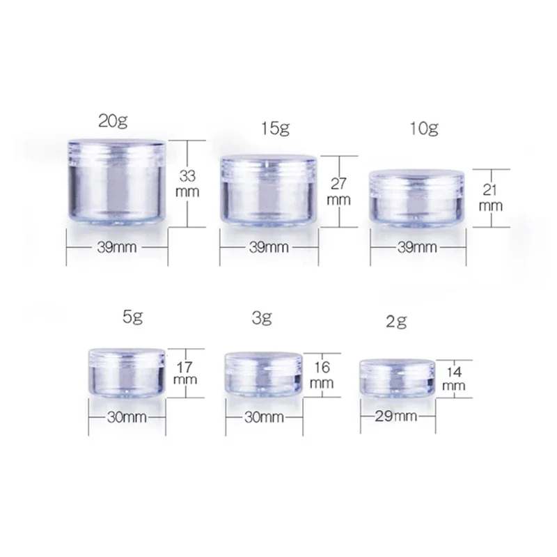 5 stuks hervulbare cosmetische containers met deksels 5-20g lege crème monsterpotten potfles voor reismake-up doe-het-zelf sieradenopslag