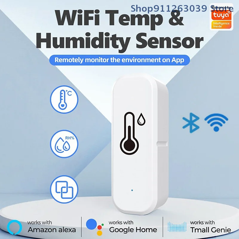 （SS） Zigbee WiFi Temperature Humidity Sensor APP Remote Monitor Home Connected Thermometer SmartLife With Alexa Google Assistant