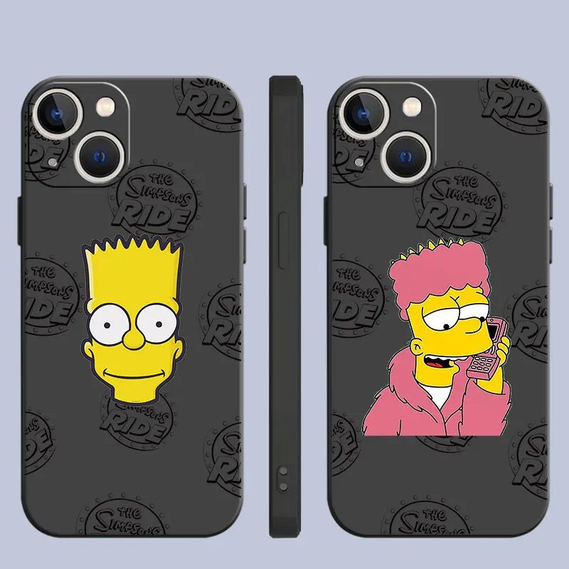 Case For Apple iPhone 15 14 11 13 12 Pro 7 X XR XS Max 6 8 Plus SE 2022 15Plus Soft Phone Coque Disney Cartoon Simpson Family