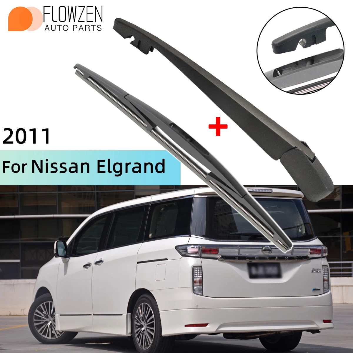Scheibenwischerblatt und hinterer Wischerarm-Kit für Nissan Elgrand 2011, hintere Wischerarmblatt, Autozubehör