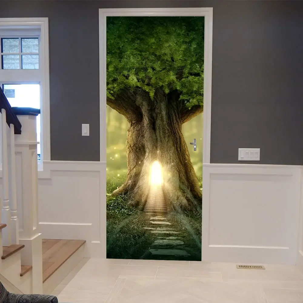 3d landscape door sticker wallpaper Pvc waterproof art mural living room bedroom decoration poster