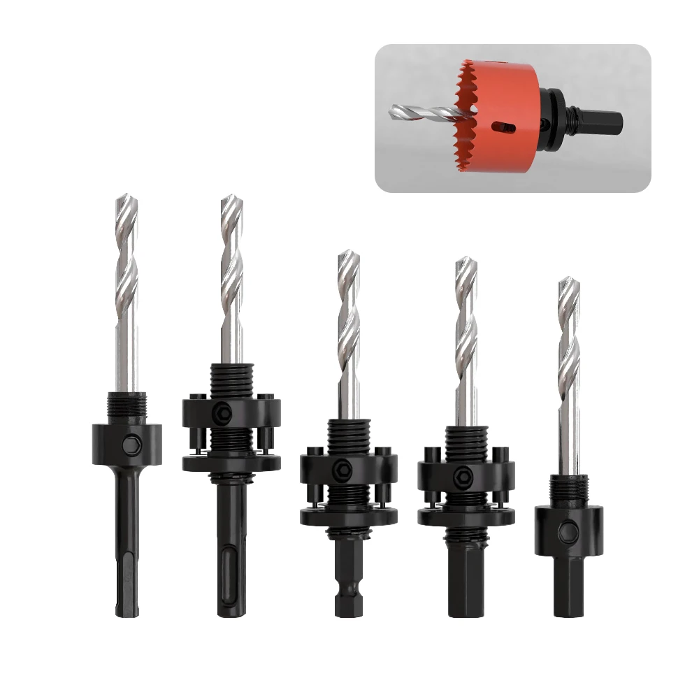 Holzbohrer A2/A4 Bimetall-Lochsägenadapter, SDS Plus & Sechskant-Schaftadapter mit Zentrierbohrer, passend für Lochsägenfräser