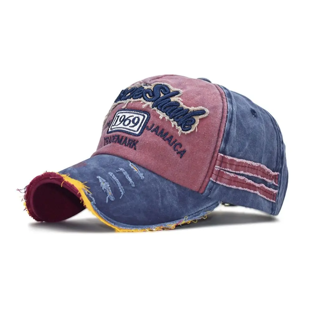 

Men Women WASHED DENIM Adjustable Embroidery Baseball Caps Distressed Faded Cap Baseball Hats Sunscreen Hats