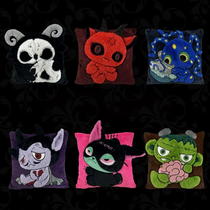 Original Dark Gothic Alt Emo Cartoon Niche Halloween Red Devil Mutant Octopus Plush Pillow Cushion Home Decor Throw Pillow Gifts