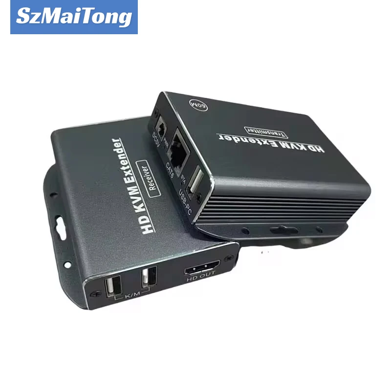 

60M HD KVM Extender over Ethernet Cat5e/6 POC Cable 1080P HDMI USB Extender Video Audio Extension Splitter for USB Keyboard PC