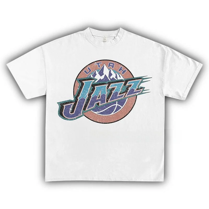 

Футболка Homage Tees в американском ретро-стиле с принтом Jazz T, плотная, с коротким рукавом, свободного кроя, молодежная модная модель