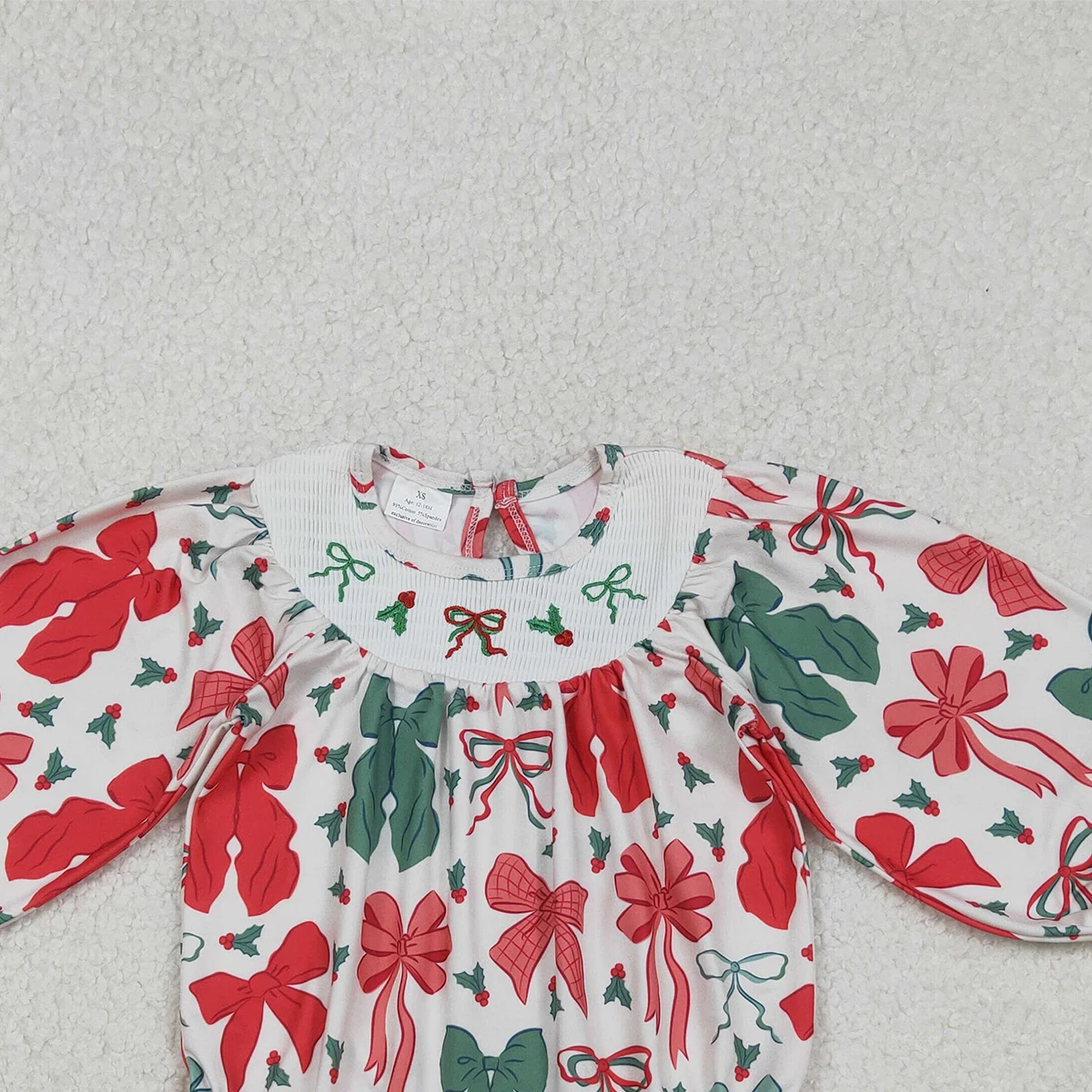 10.27 ثوب فضفاض للفتيات الصغيرات ثوب فضفاض للفتيات الصغيرات فيونكات هولي منقوشة لعيد الميلاد مكشكش #3