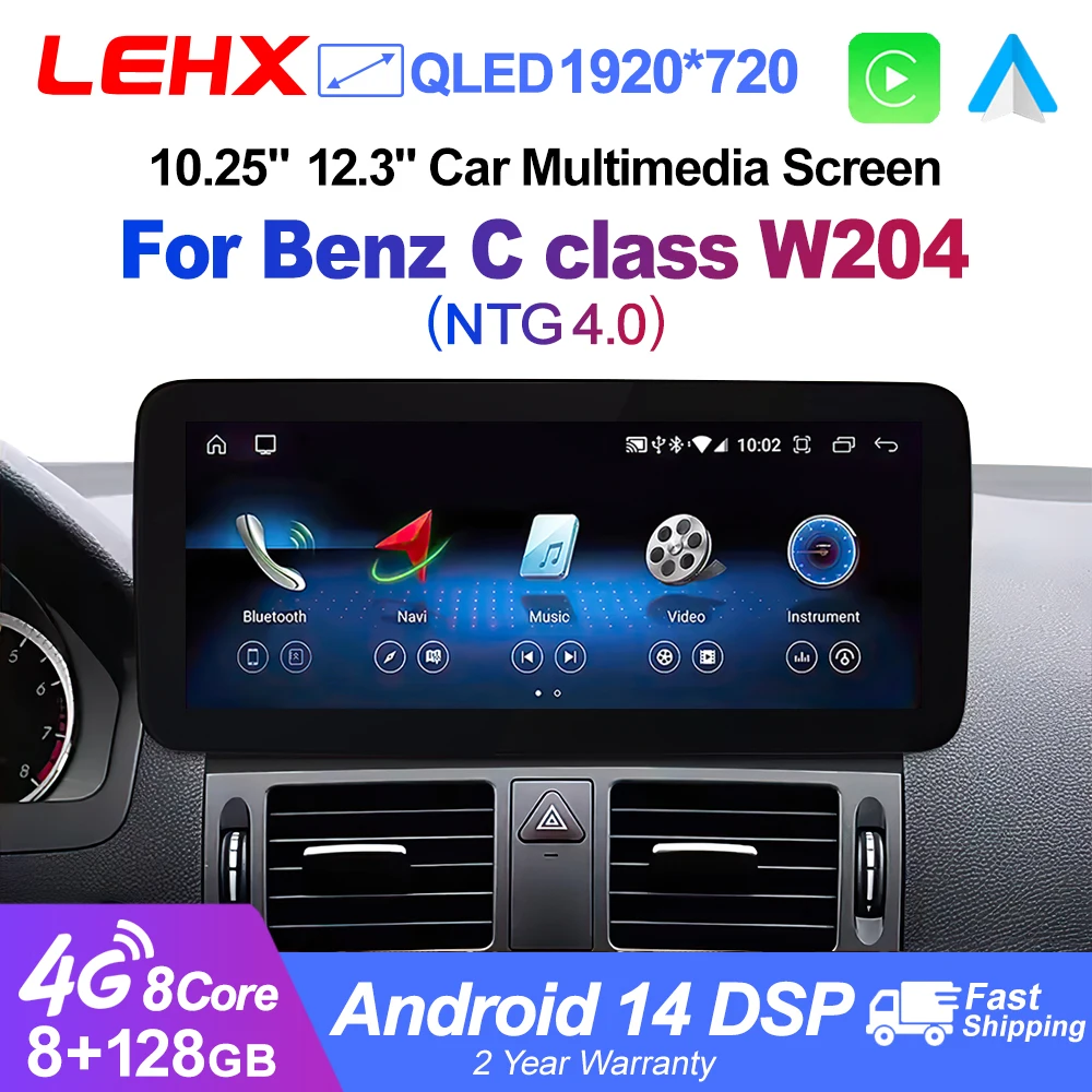 LEHX L6PRO 8Core 4G DSP Android 14 voiture multimédia sans fil CarPlay Android Auto pour Mercedes Benz W204 classe C NTG4.0 Autoradio