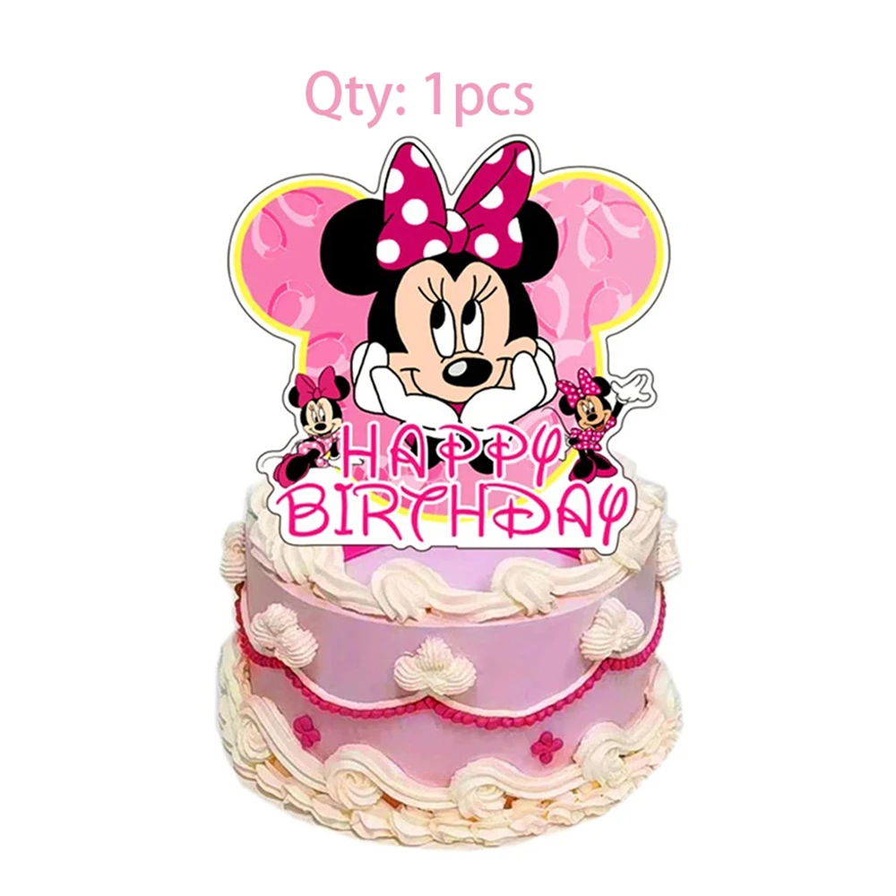 Disney Minnie Theme 1pcs/lot Cake Decoration Cake Card Topper Kids Girls Birthday Party Supplies Baby Shower Cupcake Picks