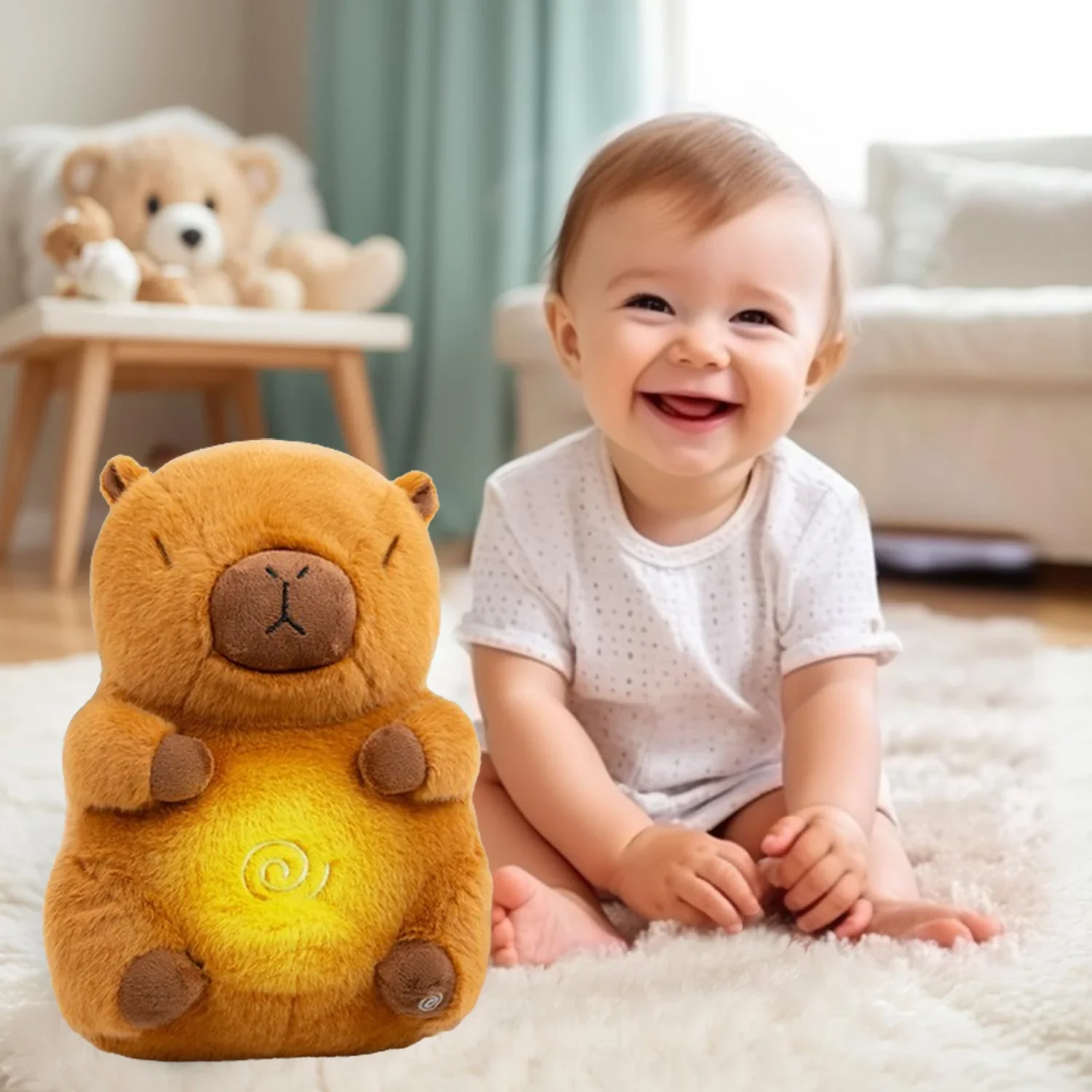 ตุ๊กตาคาปิบาร่าจำลอง หายใจได้ ตุ๊กตาคาปิบาร่าอนิเมะขนฟู ของเล่นตุ๊กตาน่ารัก ตุ๊กตาสัตว์นุ่ม ตุ๊กตาผ้าพลัฌ ของขวัญสำหรับเด็ก