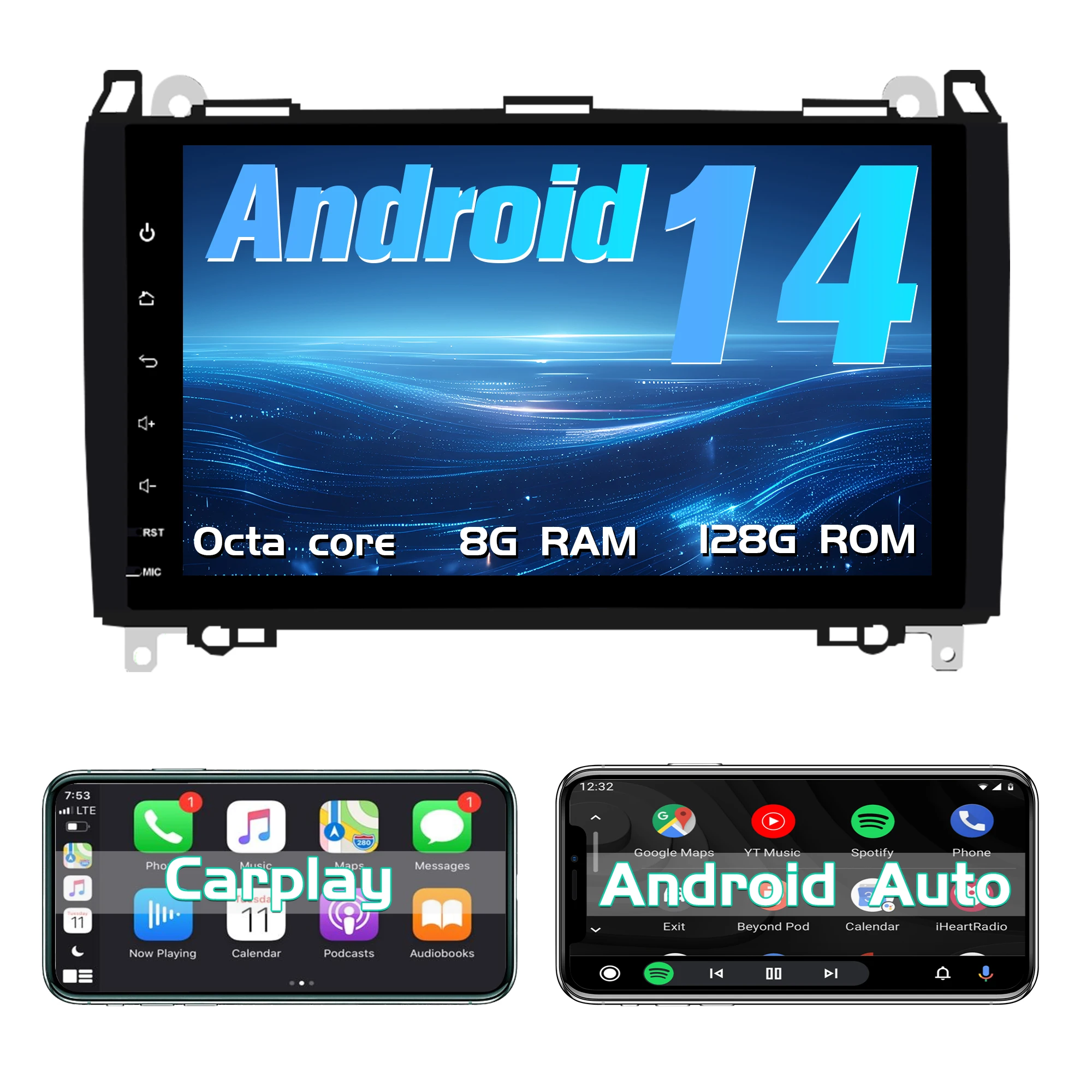 

Android 14 Car radio for Mercedes Benz W169 W245 B160 B170 B180 B200 W639 Vito Viano W906 Sprinter screen Carplay,Android Auto
