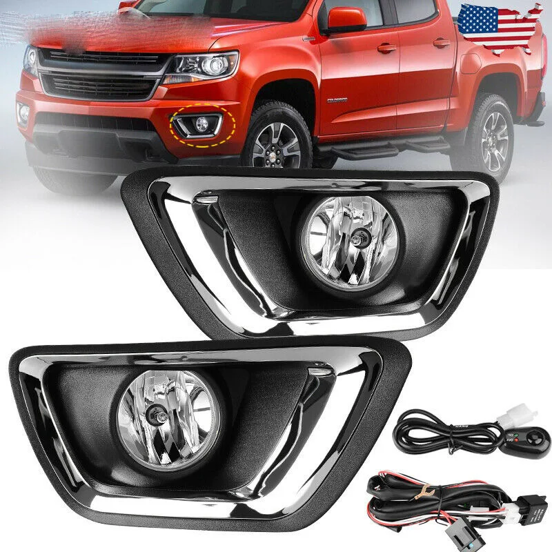 For 2015-2019 Chevrolet Colorado Bumper Fog Light with Wiring + Switch