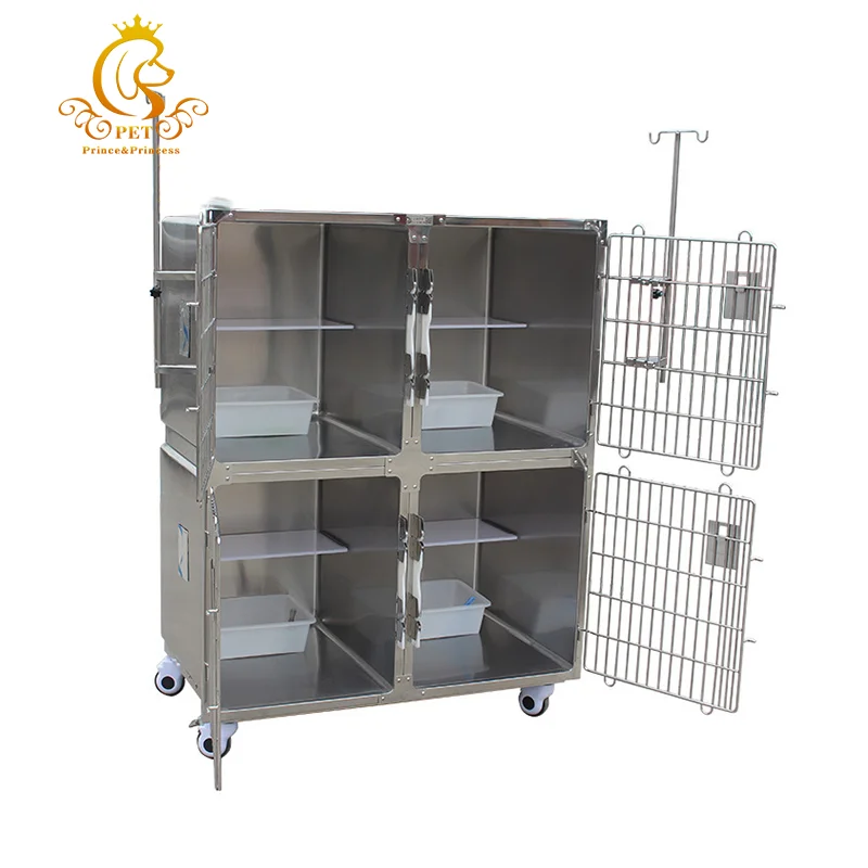 Large Hospital Vet Store 304 Stainless Steel Dog/cat Cage 4 Doors Stainless Steel Cat Cage