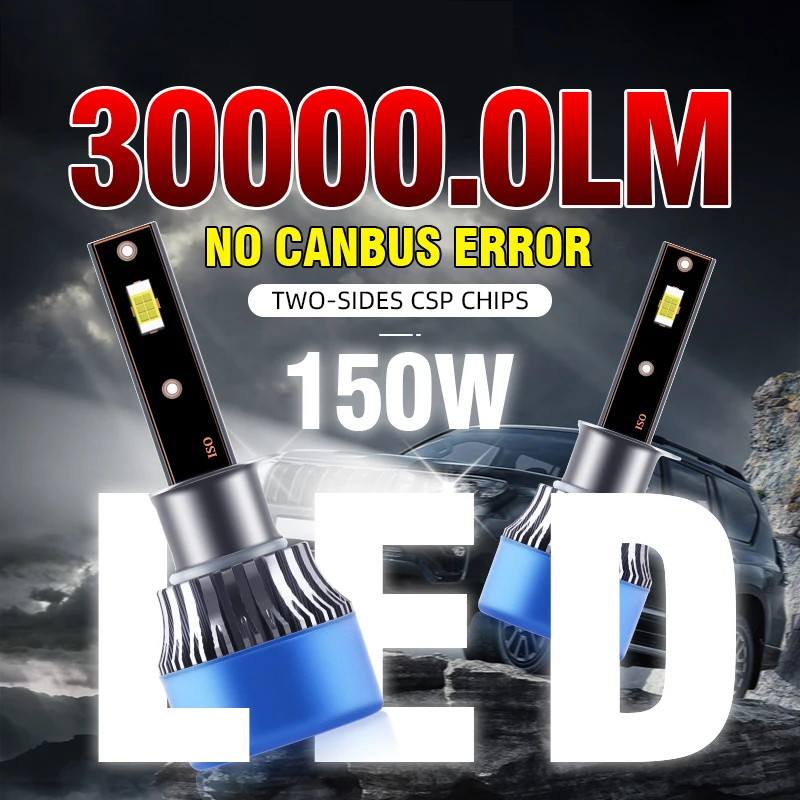 2PCS H1 High/Low Beam car led headlight DC12V CSP 3570 Upgrade Chips Auto Light Bulbs with Cooling Turbo Fan
