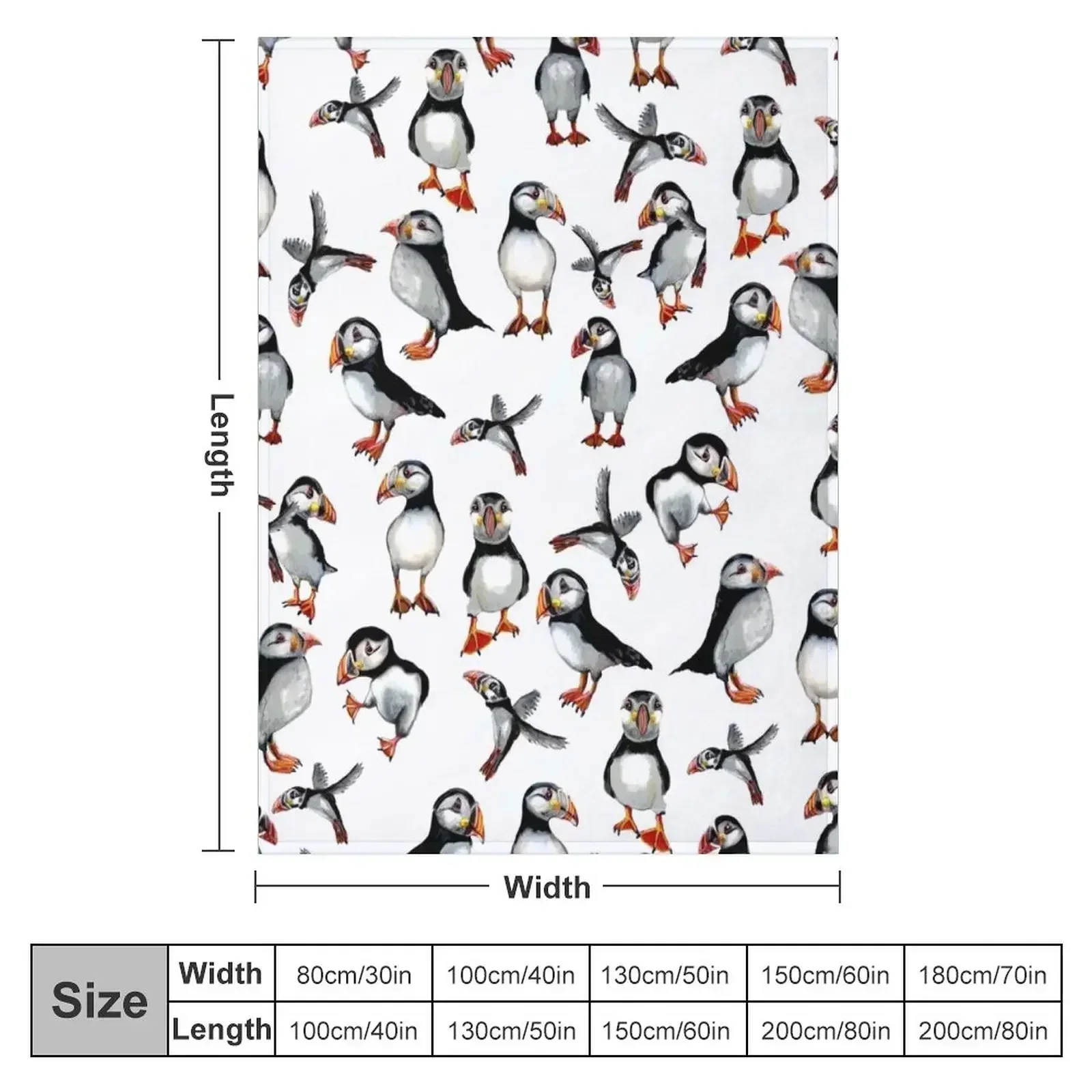 Puffins Pattern Throw Blanket Hairy Decorative Beds Decorative Sofas Plush Luxury sofa bed Blankets