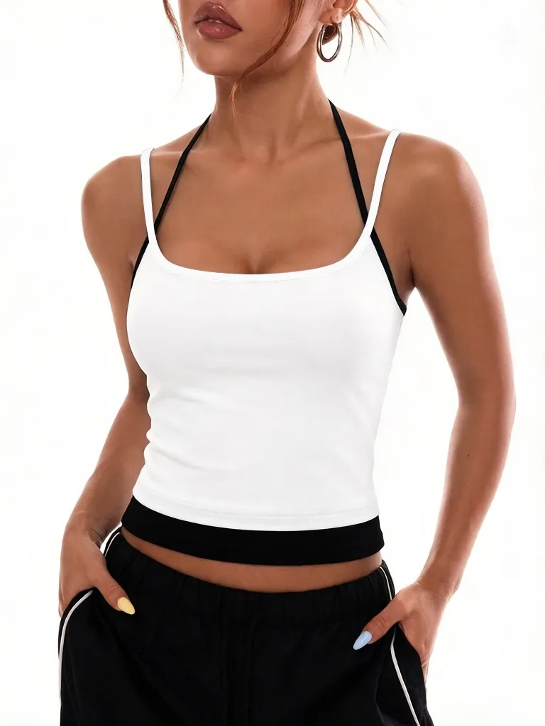 Camisetas ajustadas sexys de verano para mujer, tallas S-2XL, con espalda descubierta, estilo moderno, conjunto deportivo, chaleco juvenil, cómodo, transpirable, estilo Y2K.