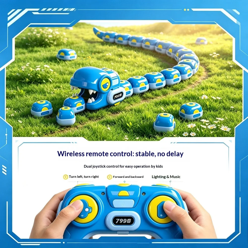 Remote Controlled Greedy Snake Magnetic Toy Electric Swallowing Vehicle Double Player Competitive Battle Remote Control Car