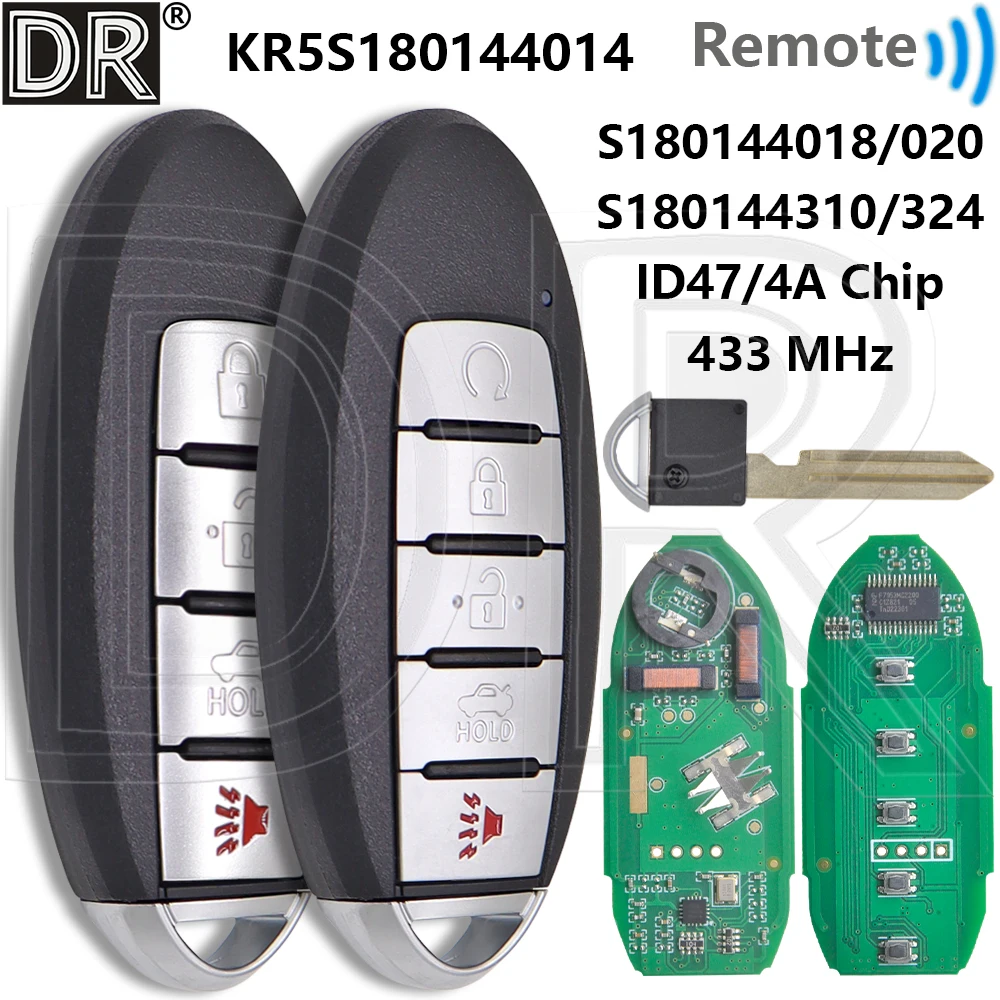 Great ID47/4A Chip 433MHz KR5S180144014 S180144018/020/310/324 Proximity Car Remote Key For Nissan Maxima Altima 2013-2019