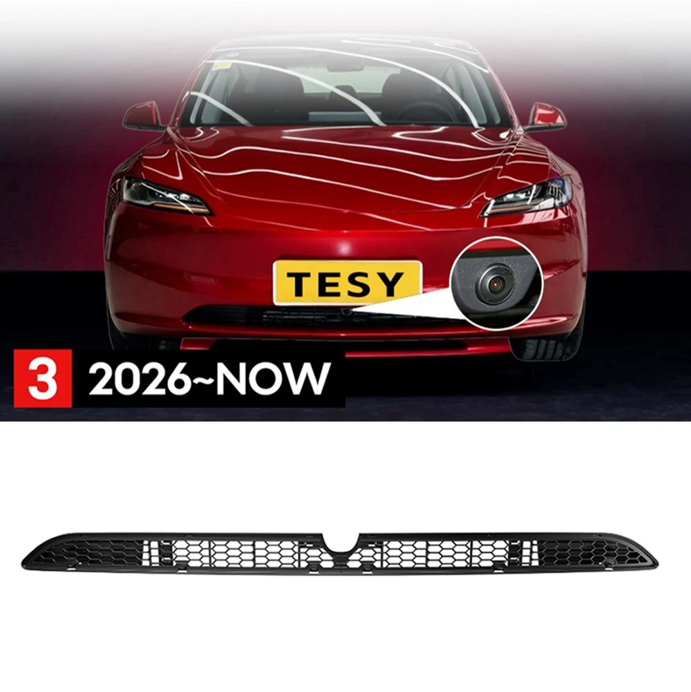 Anti-Insect Net Radiator Mesh with Camera Cutout Design Lower Bumper Intake Grille Accessory for Tesla 2026 New Model 3 Highland