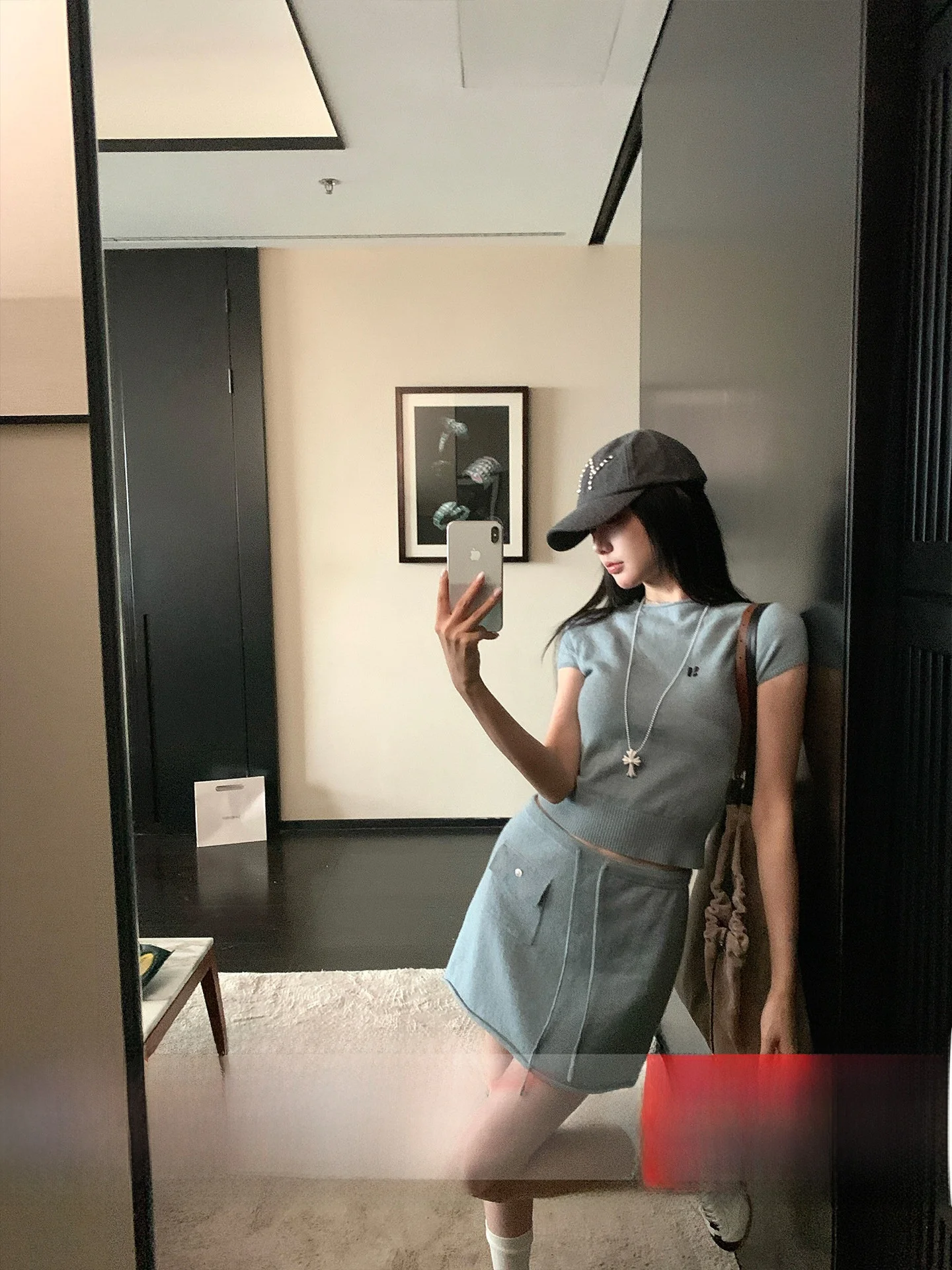 

SpotyChic Women's Loose Fit Short Sleeve Wool Embroidery Design Top Half Skirt Two Piece Set Commute Style Casual Simple Pure...