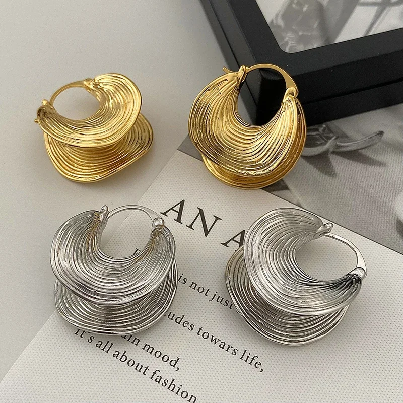 PONYKISS 925 Silver Fahion Hyperbole Irregular Geometric 18k Hoop Earrings for Women Trendy Fine Jewelry Minimalist Accessories