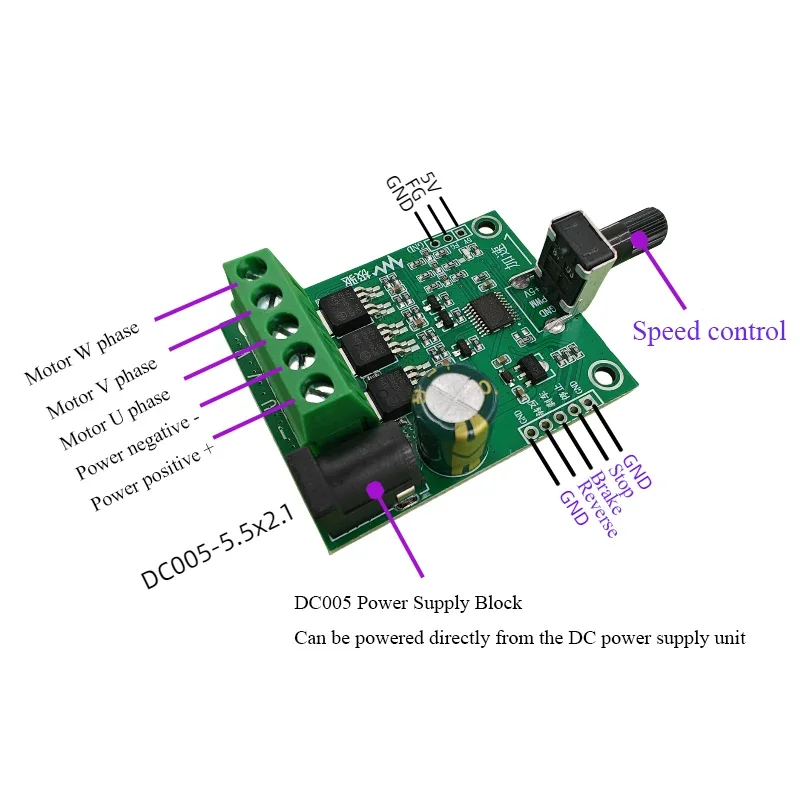 3-Phase Brushless Motor Driver 12-24V 50-75W PWM Speed Controller for HDD Fan Industrial Cooling ESC with Overcurrent Protection