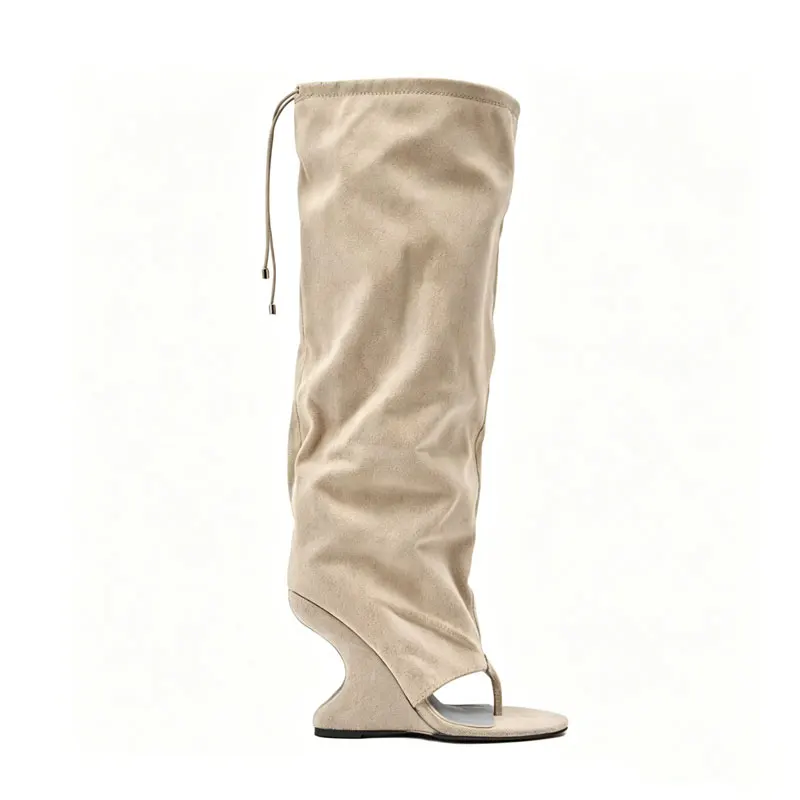 Spring and Summer Irregular Slope Heel Clip Toe Long Leg Women's Boots Fashion Runway Boots Women's High-heeled Cool Boots