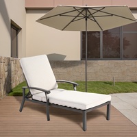 Lounge Patio Chair with Cotton Cushion Adjustable Reclining Rust-Resistant Aluminum Poolside Chaise Waterproof Cushion (1pc)