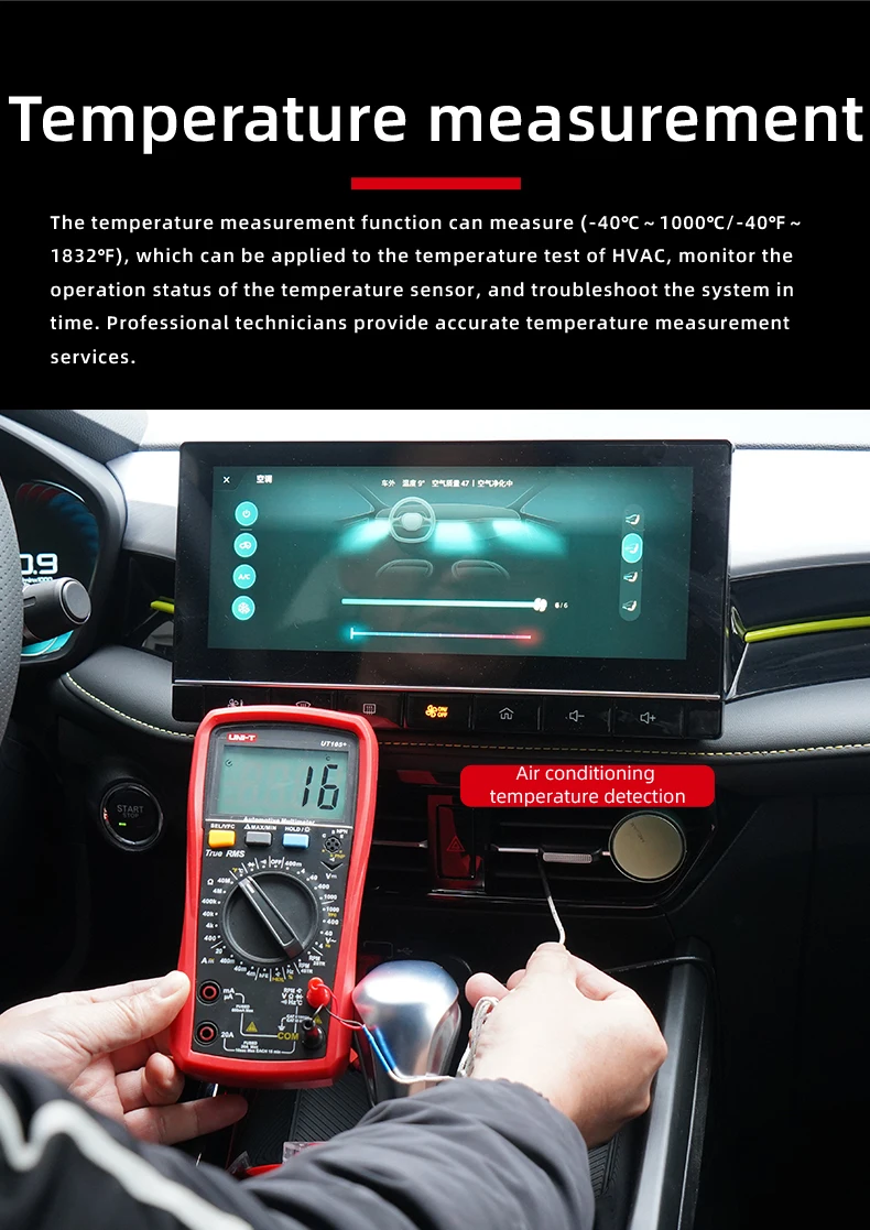 UNI-T UT105+ UT107+ Digital Automotive Multimeter Car AC DC Current Tester Voltmeter Capacimeter Frequency Meter Temperature