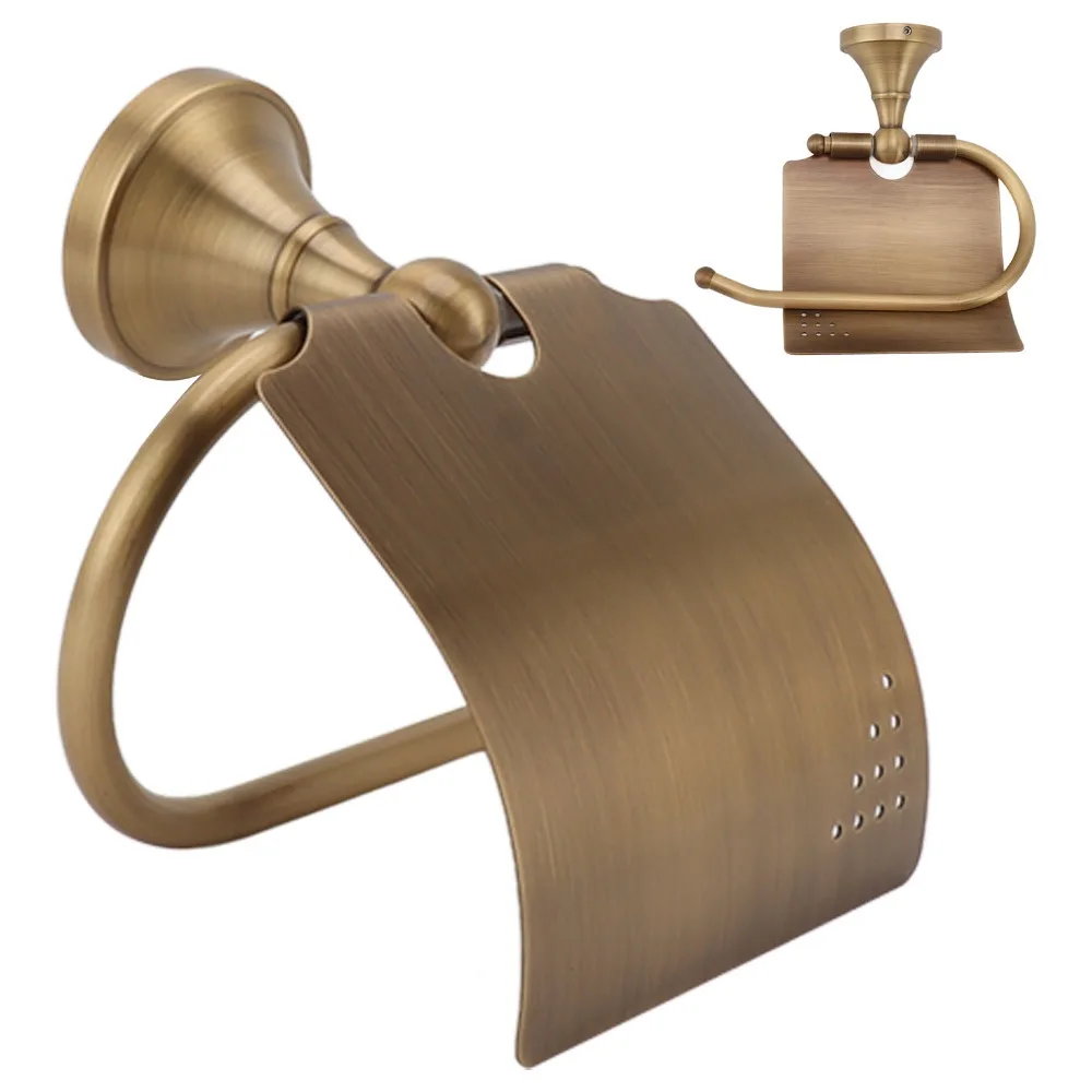 

Copper Toilet Paper Holder Vintage Scratch Resistant Tissue Roll Holder Wall Mounted Convenient Toilet Paper Roll Holder Family