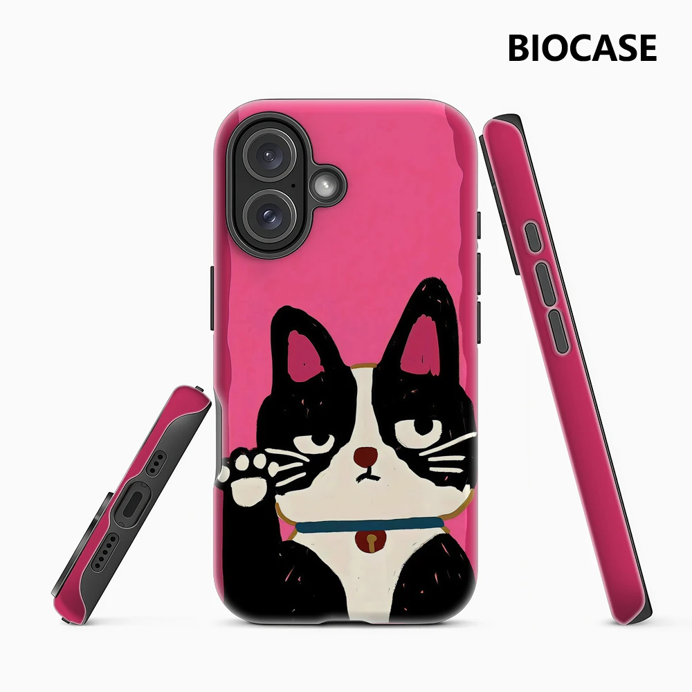 Glückliche Smoking-Katze iPhone18 Must-Haves Handyhülle Doppelschichtige Rückabdeckung Kompatibel mit iPhone 17 16 15 14 13 12 Pro Max Plus