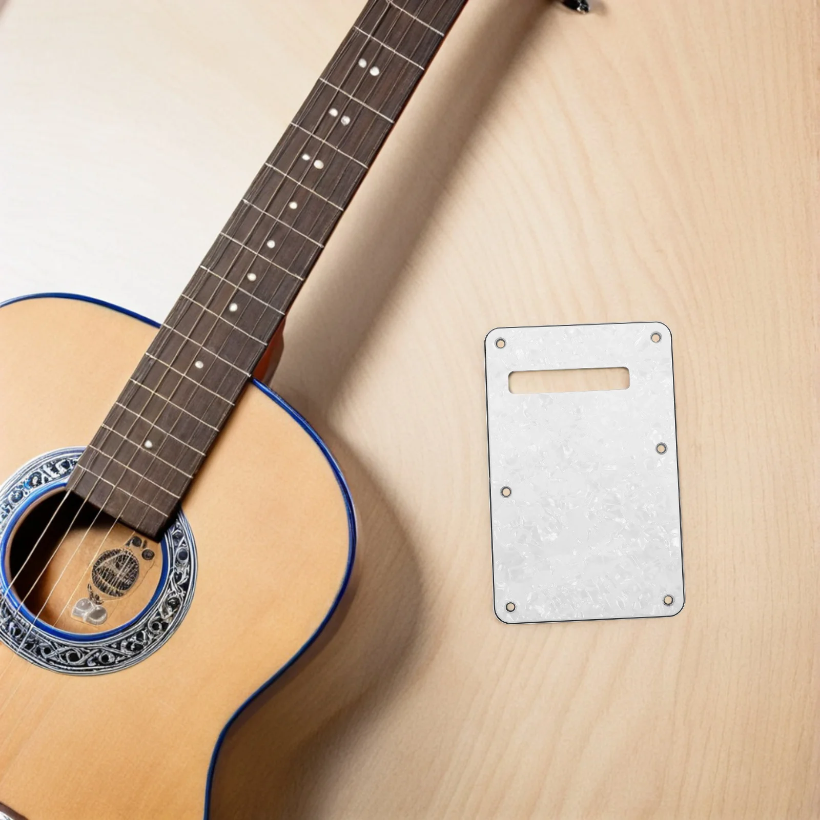 

2Pcs Electric Guitar Back Plate 6-Hole Rounded Edge Plastic Cover for Tremolo Cavity Protection Guitar Truss Rod Cover Plate